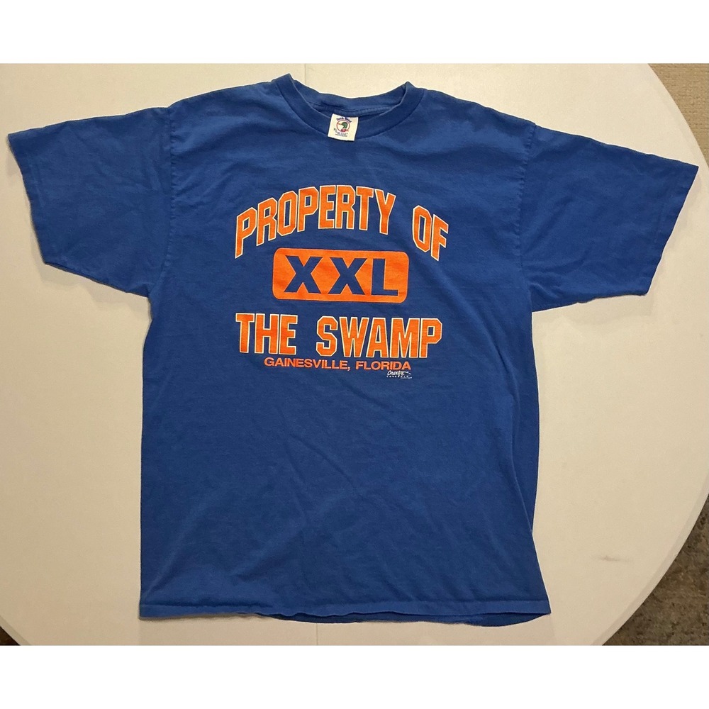 VTG USA Made Single Stitch 90s Florida‎ Gators Property Of The Swamp Blue XL